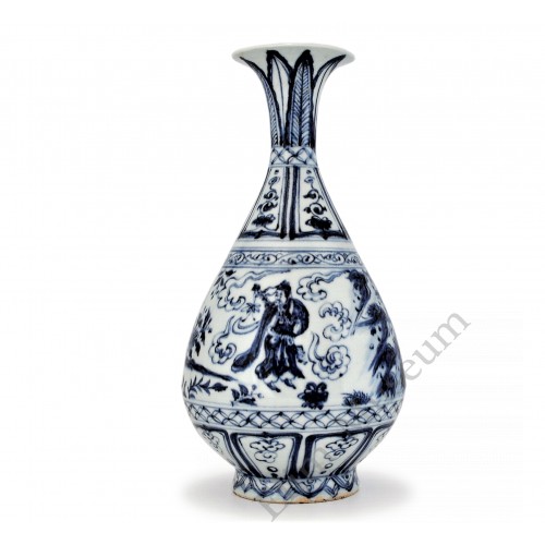 1416 A B&W Yuhuchun vase with a Taoist figure of DongBin Lu